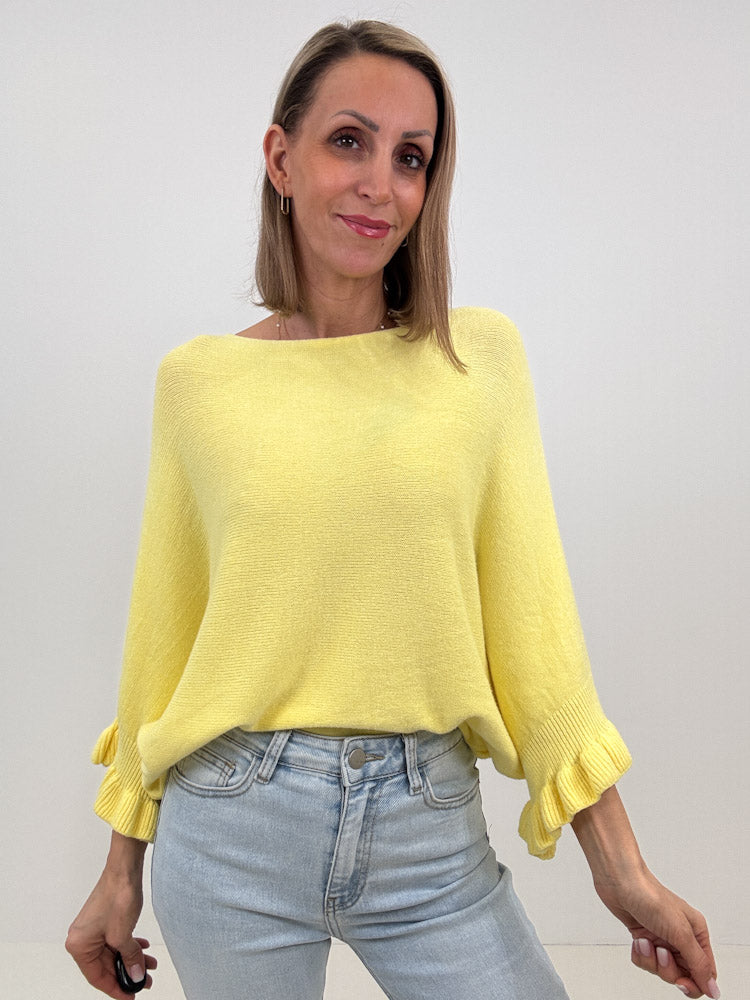 "Vicenza Volant" weicher Pullover mit Viscose - sonnengelb