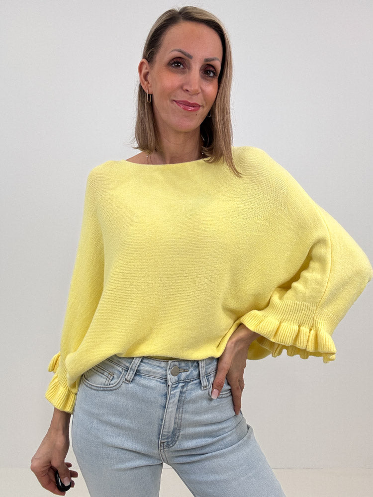 "Vicenza Volant" weicher Pullover mit Viscose - sonnengelb