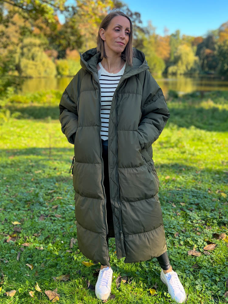 "Ohio" wattierte langer Wintermantel - khaki