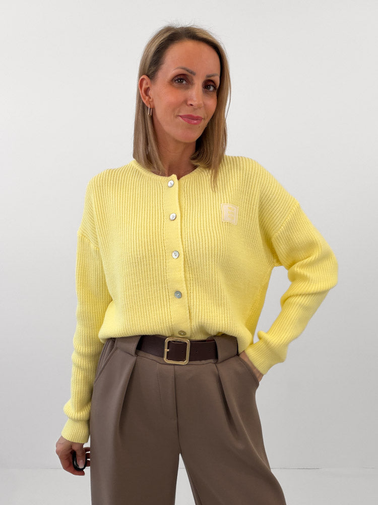 "Self Love" weicher Strickcardigan aus Viscose- sonnengelb