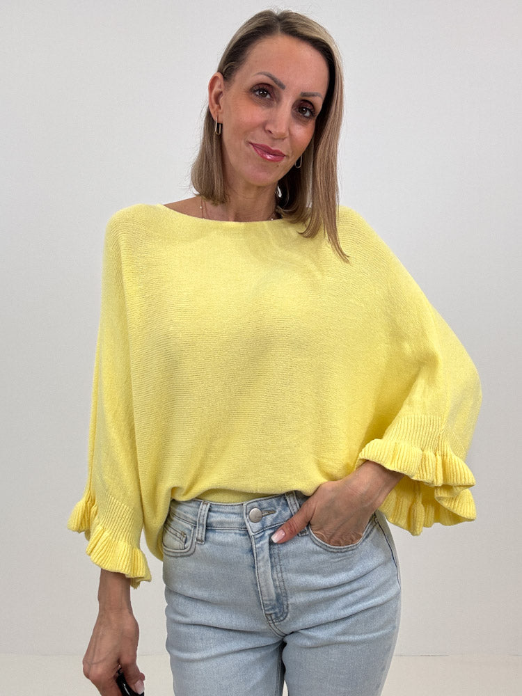 "Vicenza Volant" weicher Pullover mit Viscose - sonnengelb
