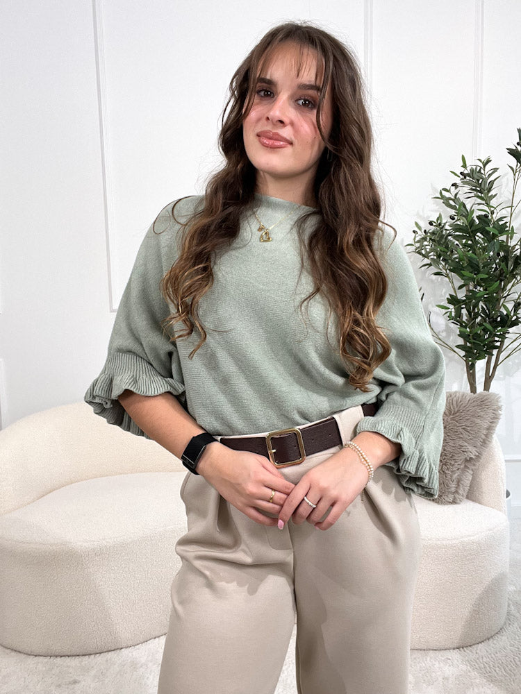 "Vicenza Volant" weicher Pullover mit Viscose - salbei