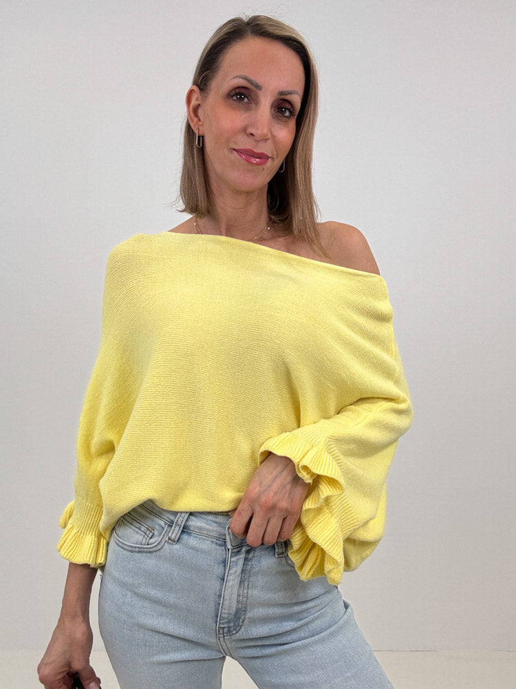 "Vicenza Volant" weicher Pullover mit Viscose - sonnengelb