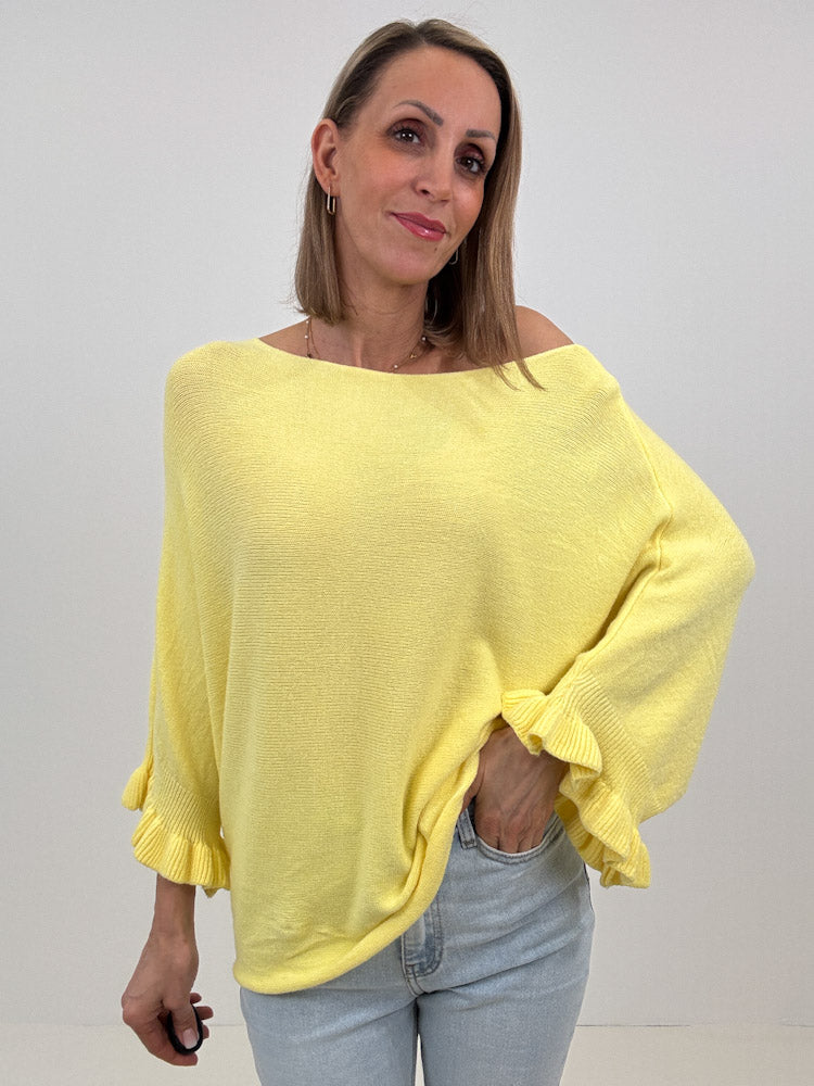 "Vicenza Volant" weicher Pullover mit Viscose - sonnengelb