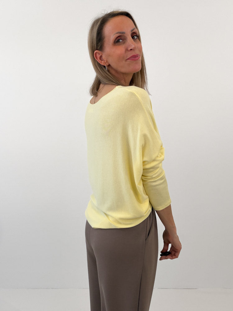 "Soft" weiches Longshirt aus Viscose & Wolle - sonnengelb