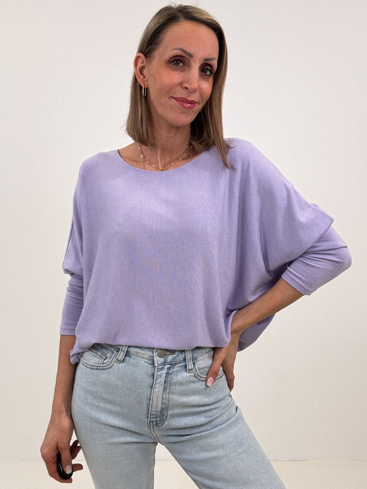 "Soft" weiches Longshirt aus Viscose & Wolle - flieder