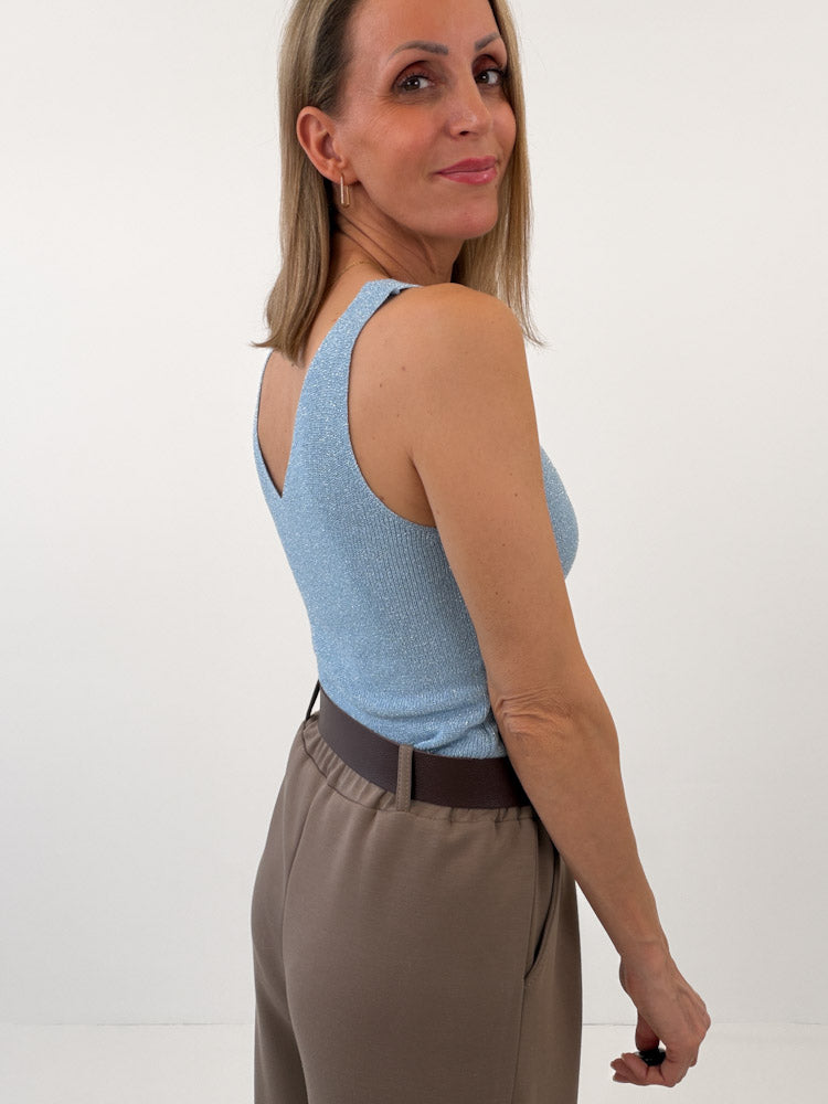 "Amy" weiches Glitzertop aus Viscose - sky blue