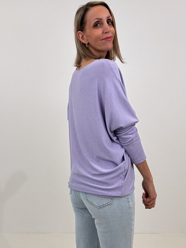 "Soft" weiches Longshirt aus Viscose & Wolle - flieder