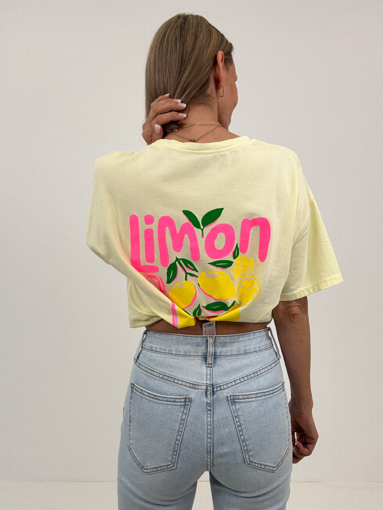 "Limon Cello" Shirt mit Statement - butter yellow