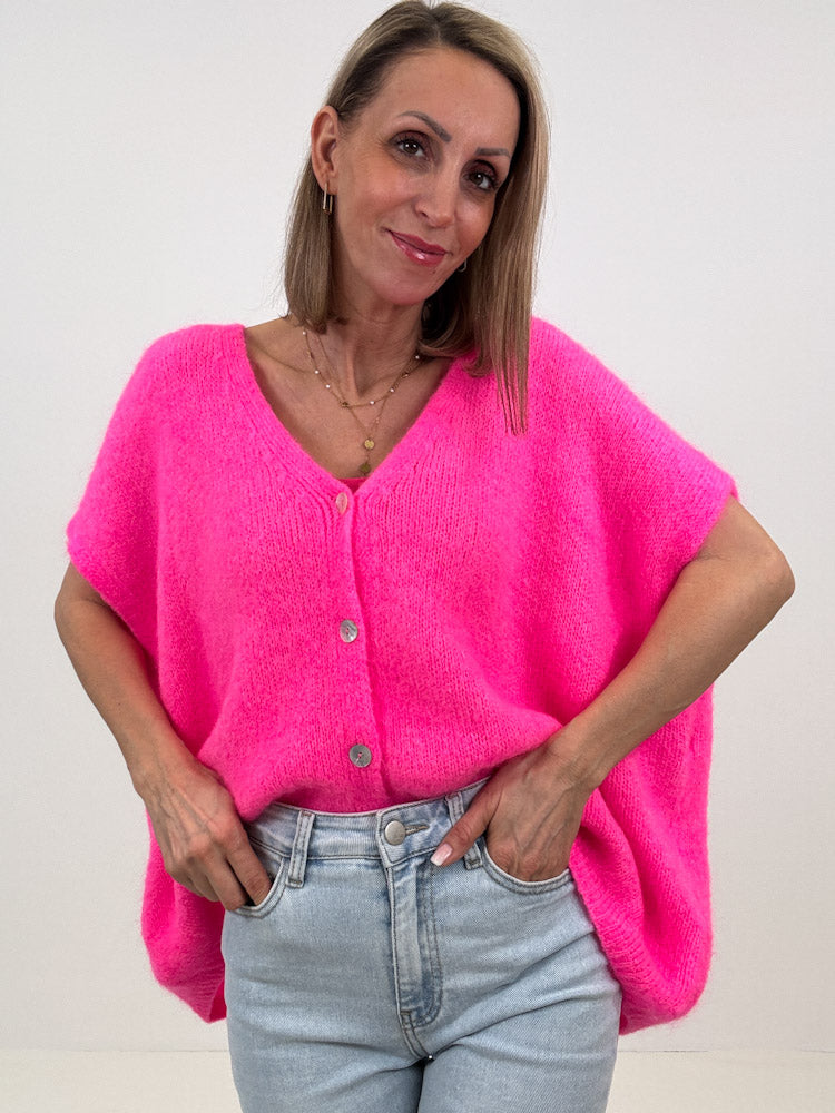 "Florida Vest" kuscheliger Cardigan mit Lana Wolle - pink