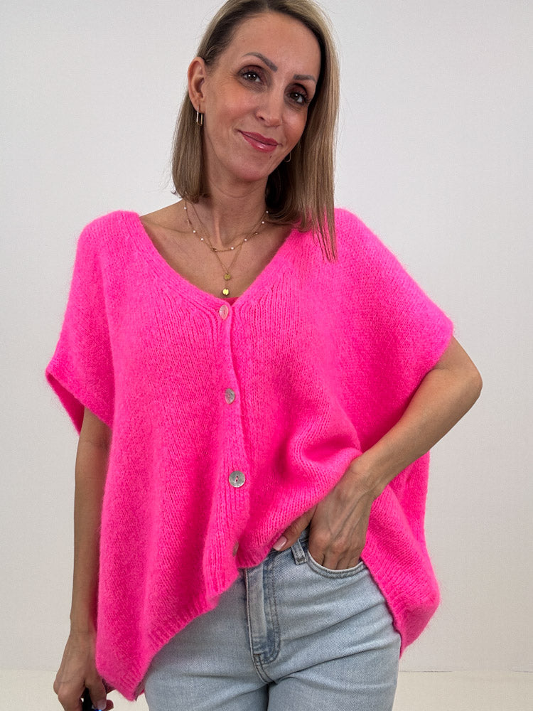 "Florida Vest" kuscheliger Cardigan mit Lana Wolle - pink