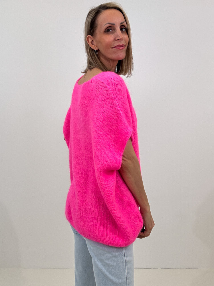 "Florida Vest" kuscheliger Cardigan mit Lana Wolle - pink