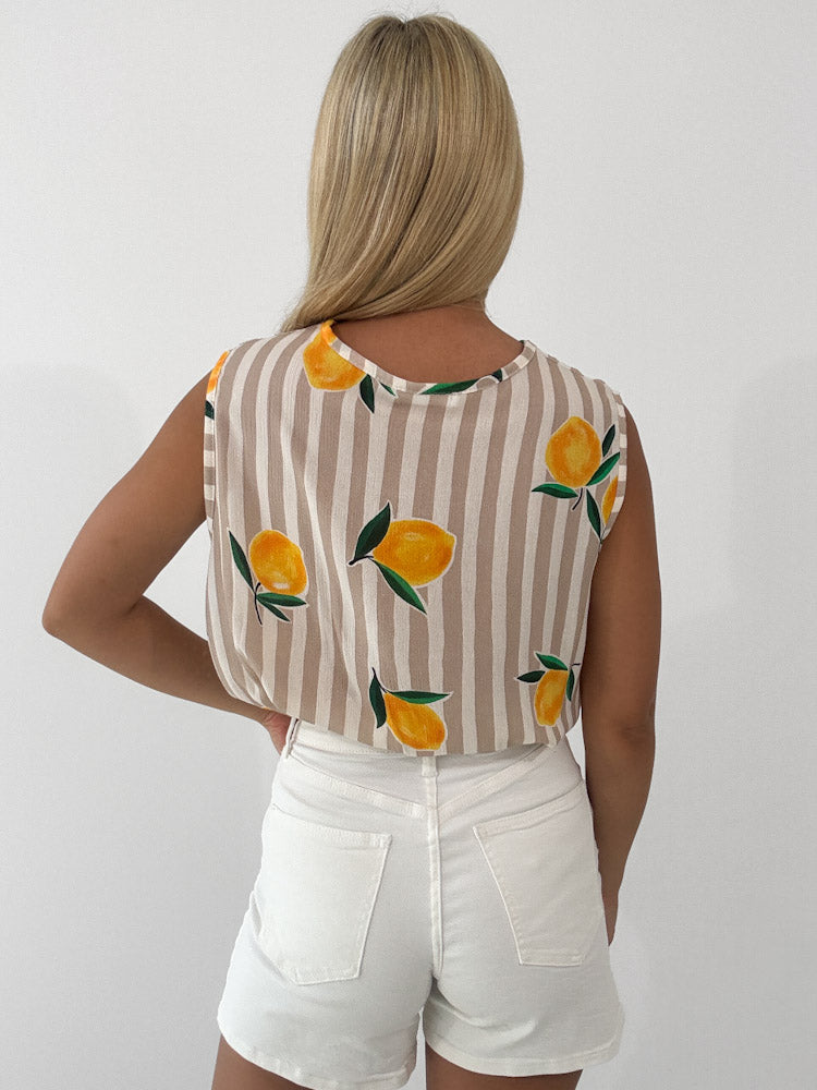 "Amalfi Lemon" Top aus Viscose - beige