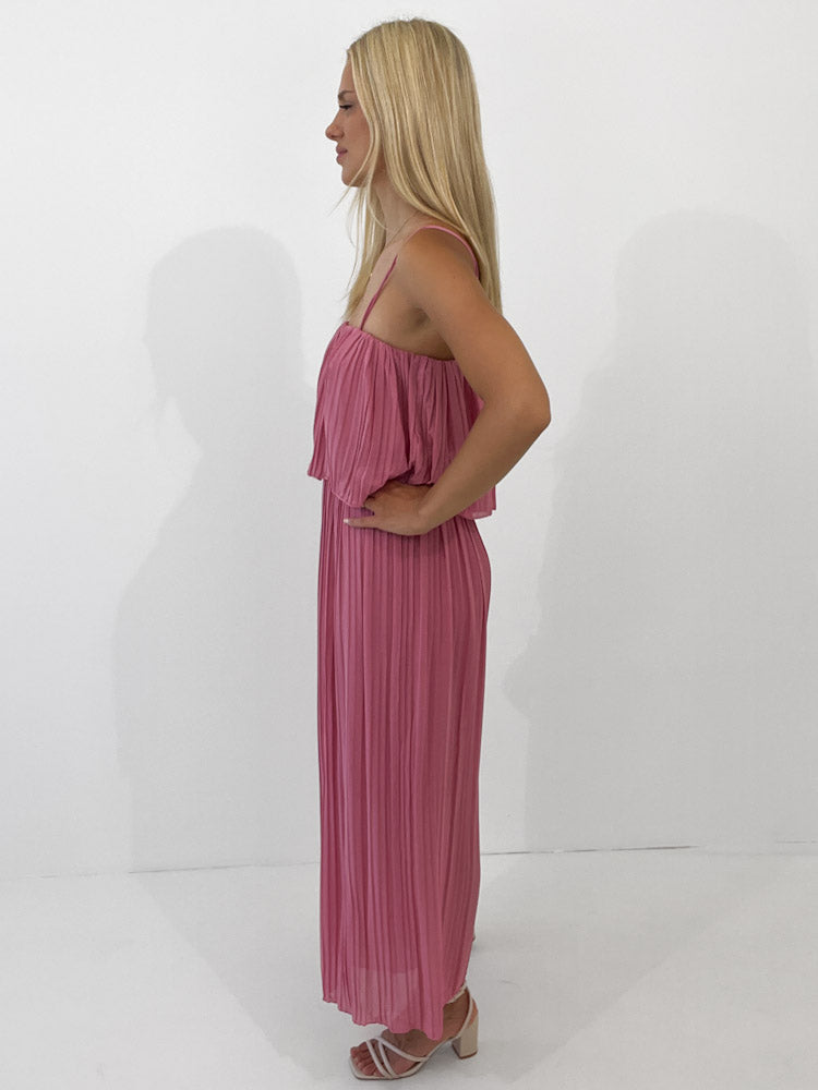Plissee Jumpsuit - beere