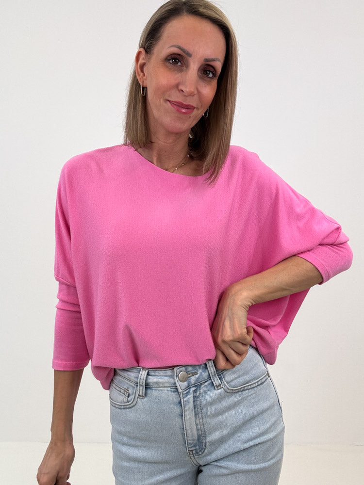 "Soft" weiches Longshirt aus Viscose & Wolle - pink