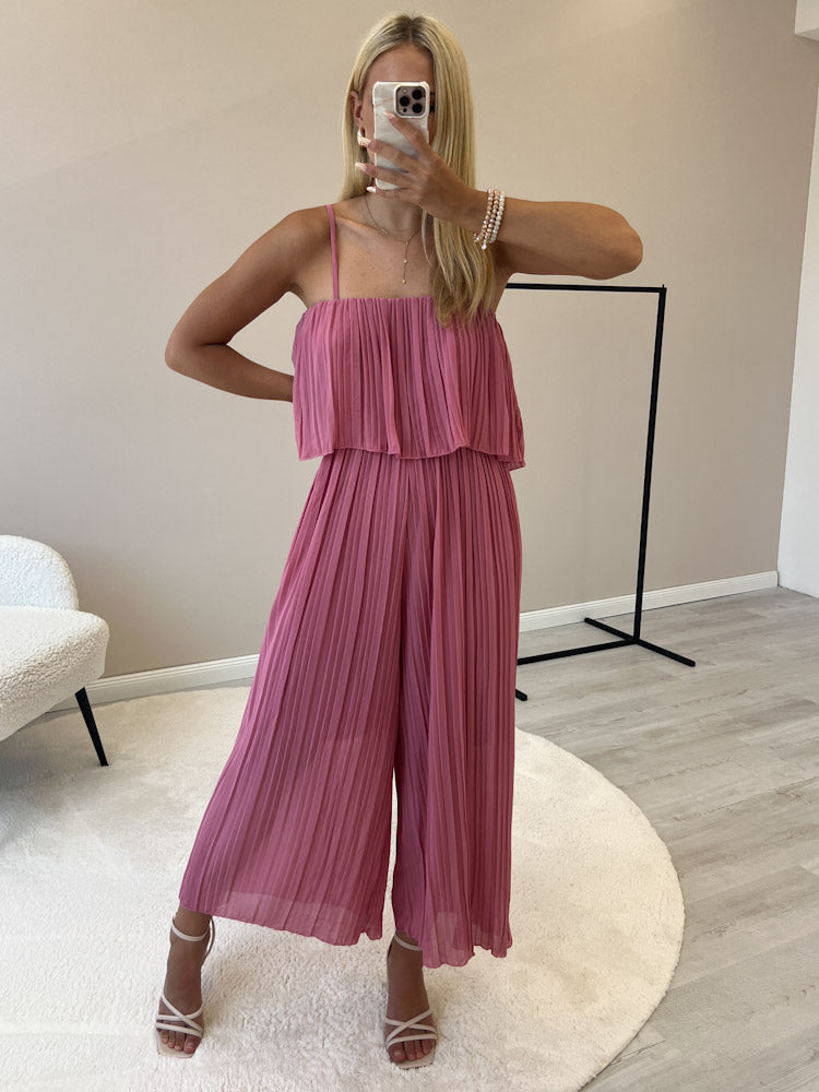 Plissee Jumpsuit - beere
