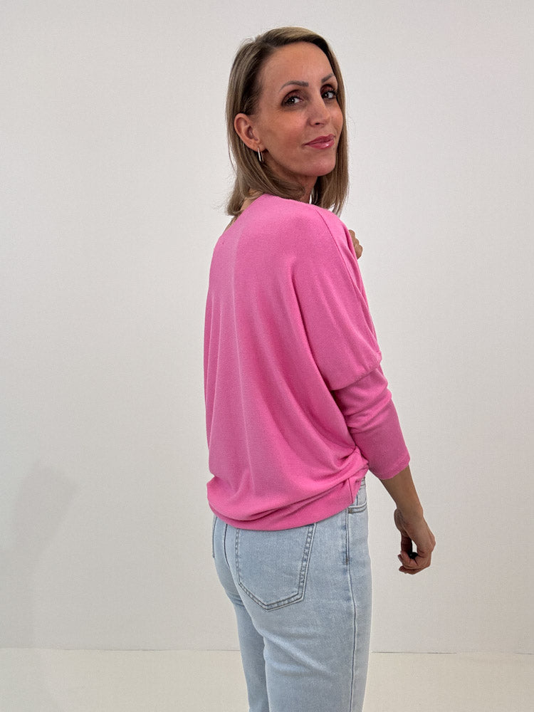 "Soft" weiches Longshirt aus Viscose & Wolle - pink