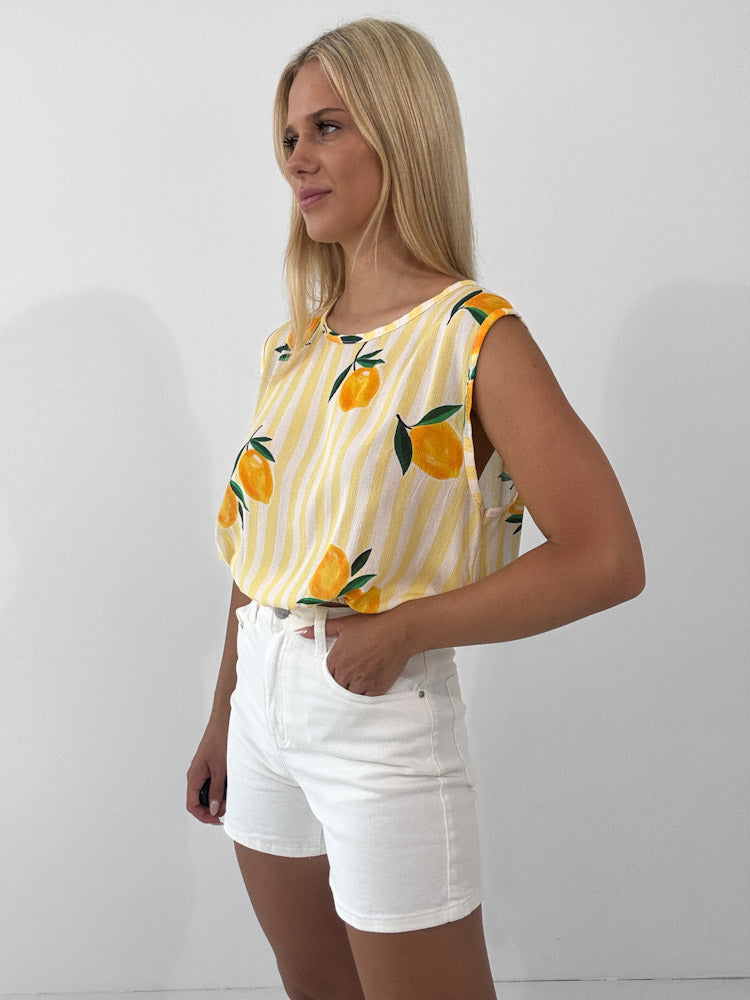 "Amalfi Lemon" Top aus Viscose - gelb