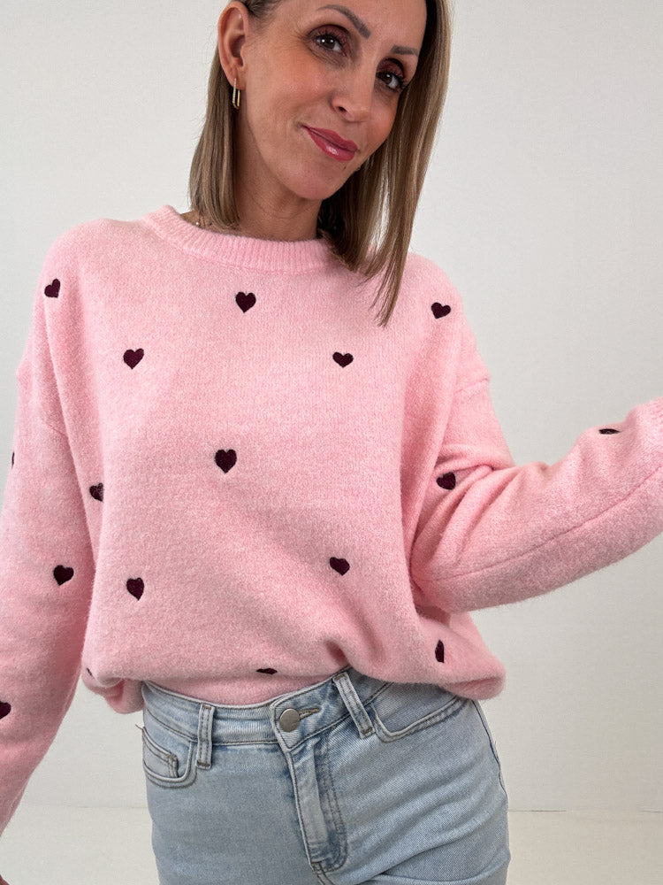"Little Heart" Pullover aus Viscose - rosa