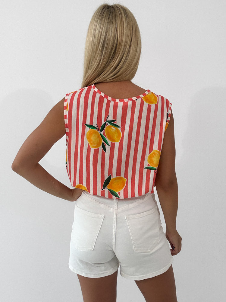 "Amalfi Lemon" Top aus Viscose - coral
