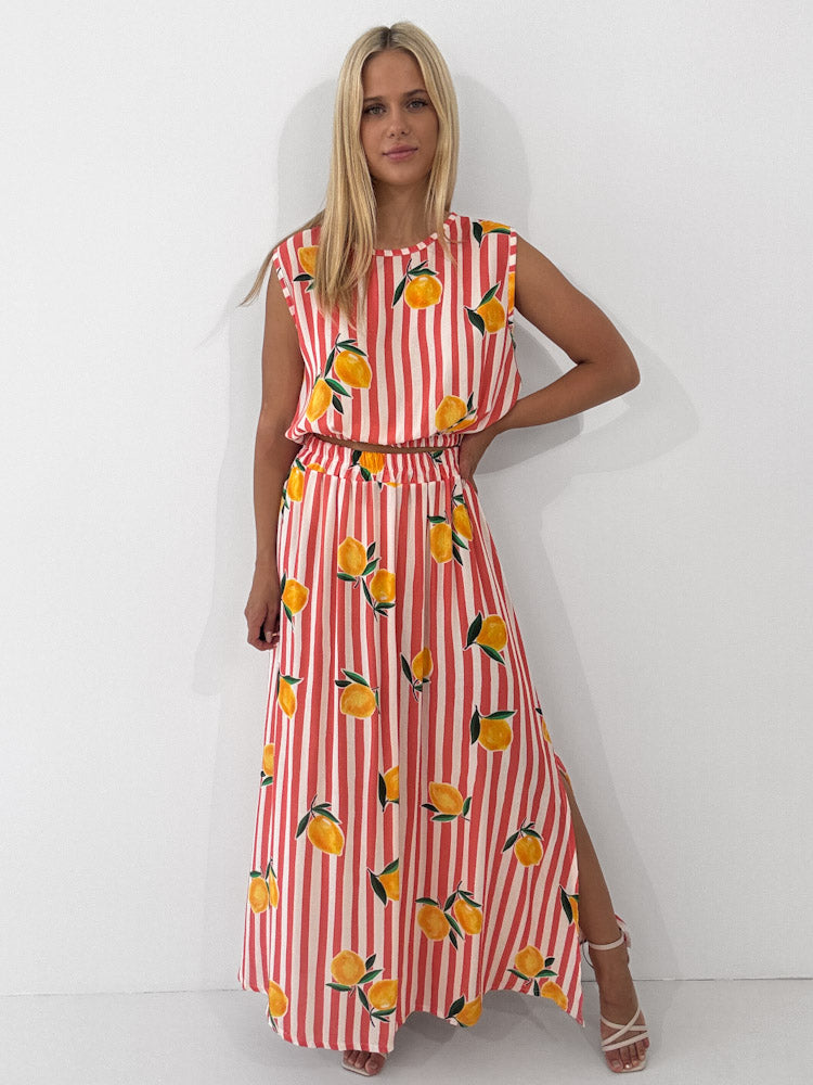 "Amalfi Lemon" Rock aus Viscose - coral