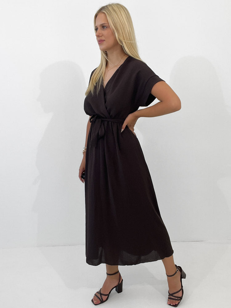 "Sunshine" schönes langes Kleid - choco braun