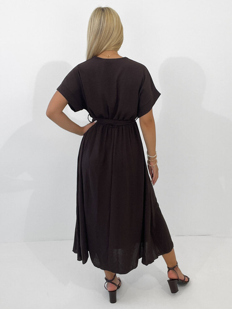 "Sunshine" schönes langes Kleid - choco braun
