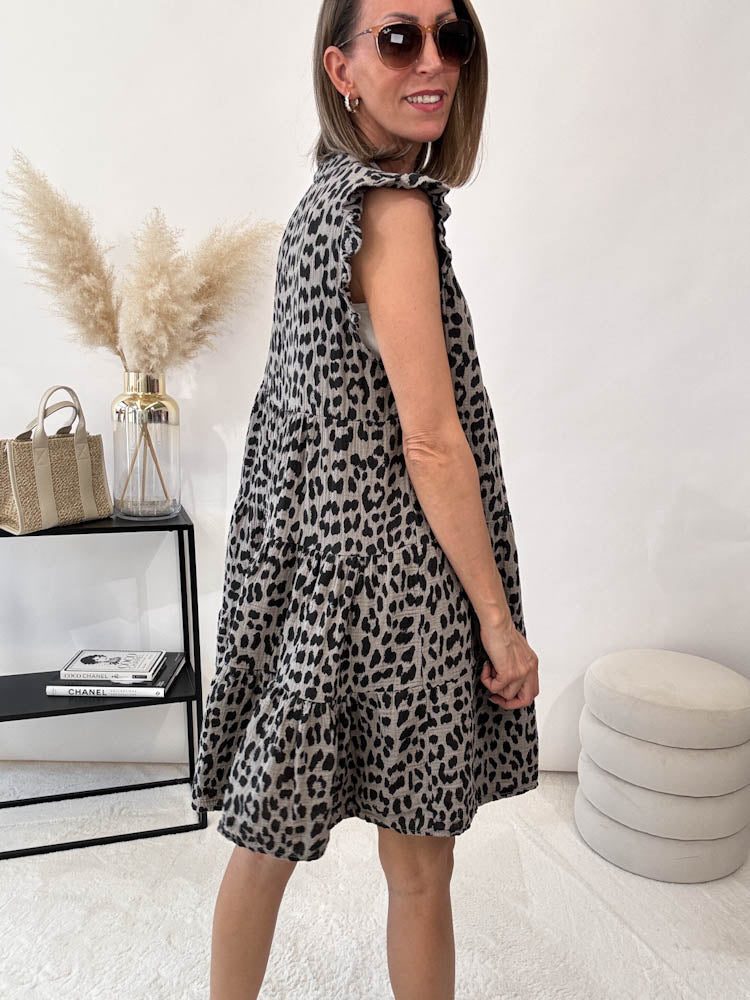 "Sicilia Leo" Tunikakleid aus Musselin - grau