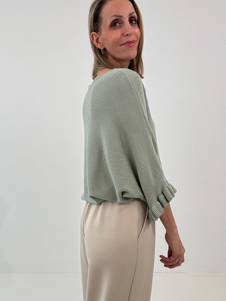 "Vicenza Volant" weicher Pullover mit Viscose - salbei