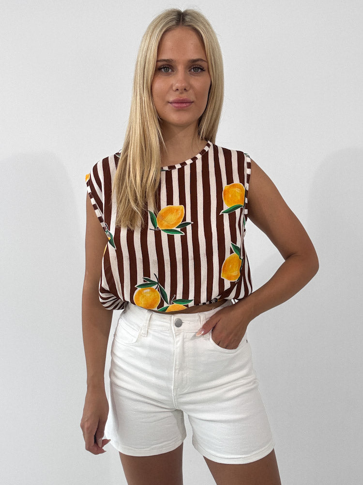 "Amalfi Lemon" Top aus Viscose - braun