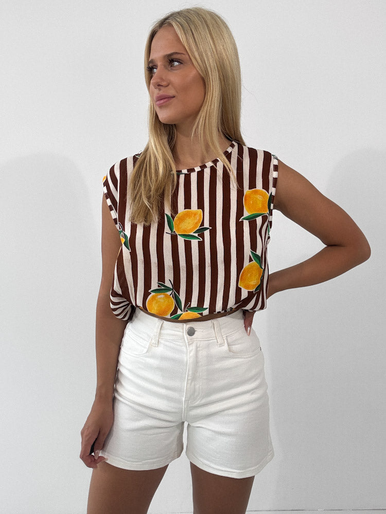 "Amalfi Lemon" Top aus Viscose - braun