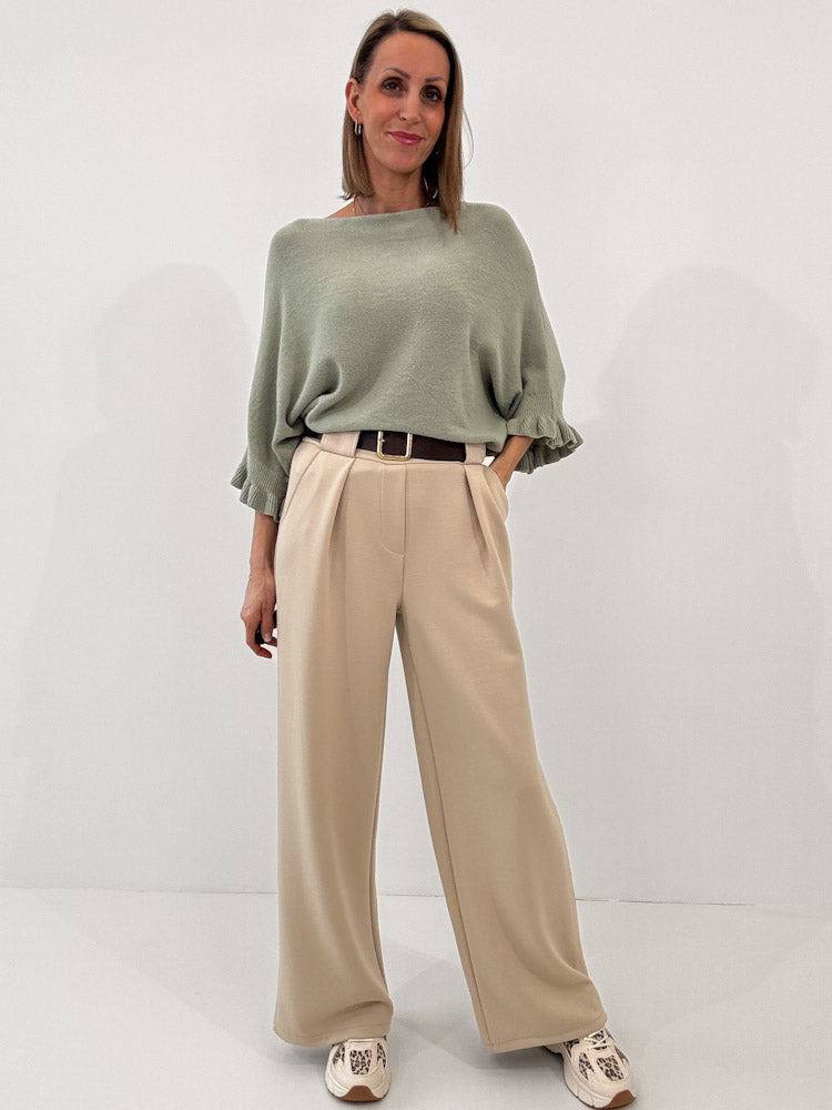 "Pari" elastische Hose aus Viskose - beige