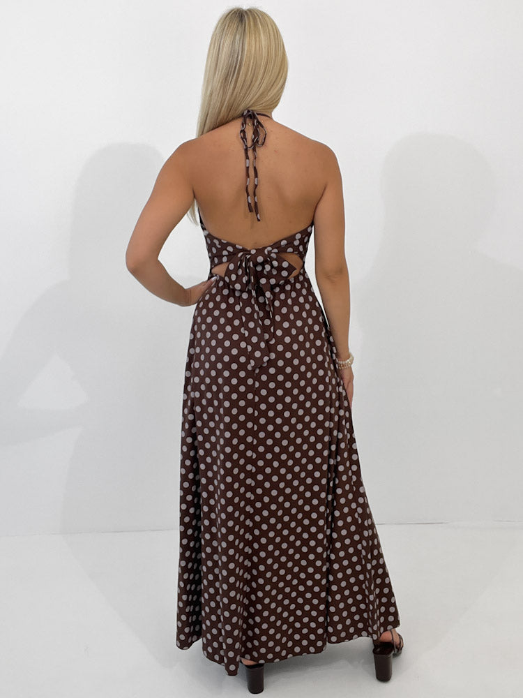 "Luciana Dots" schickes Kleid aus Viscose - braun