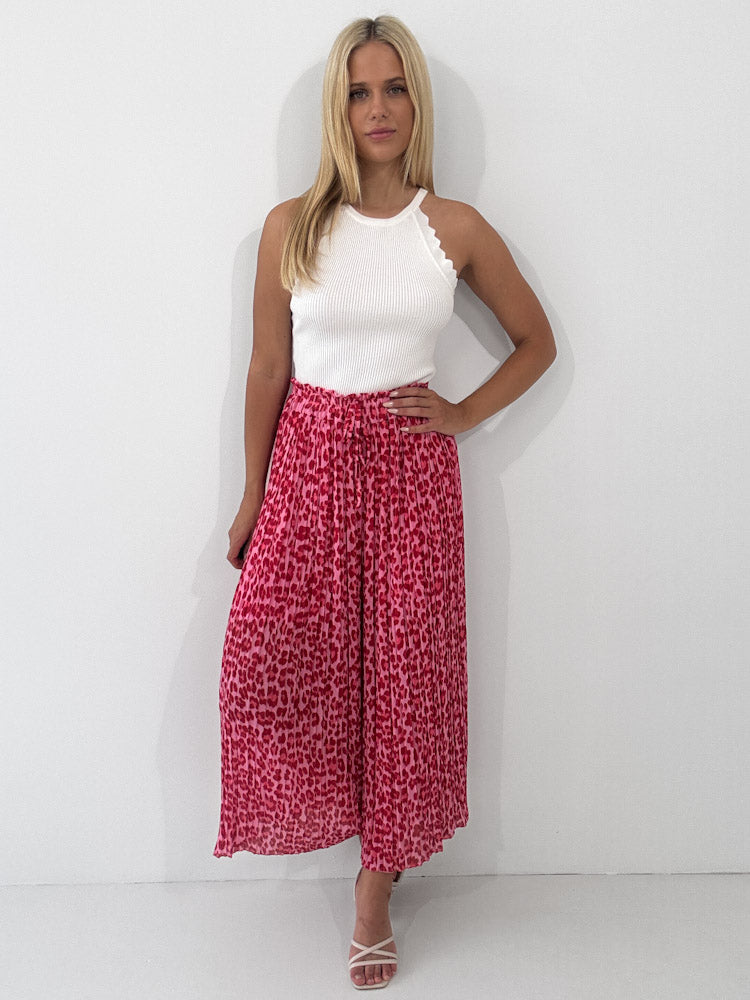Leo Culotte Plisseehose - rosa/rot