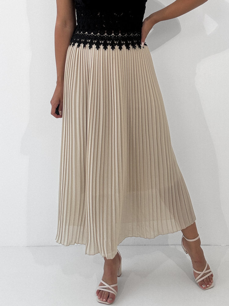 "Skirt" stylischer Plissee Rock - beige
