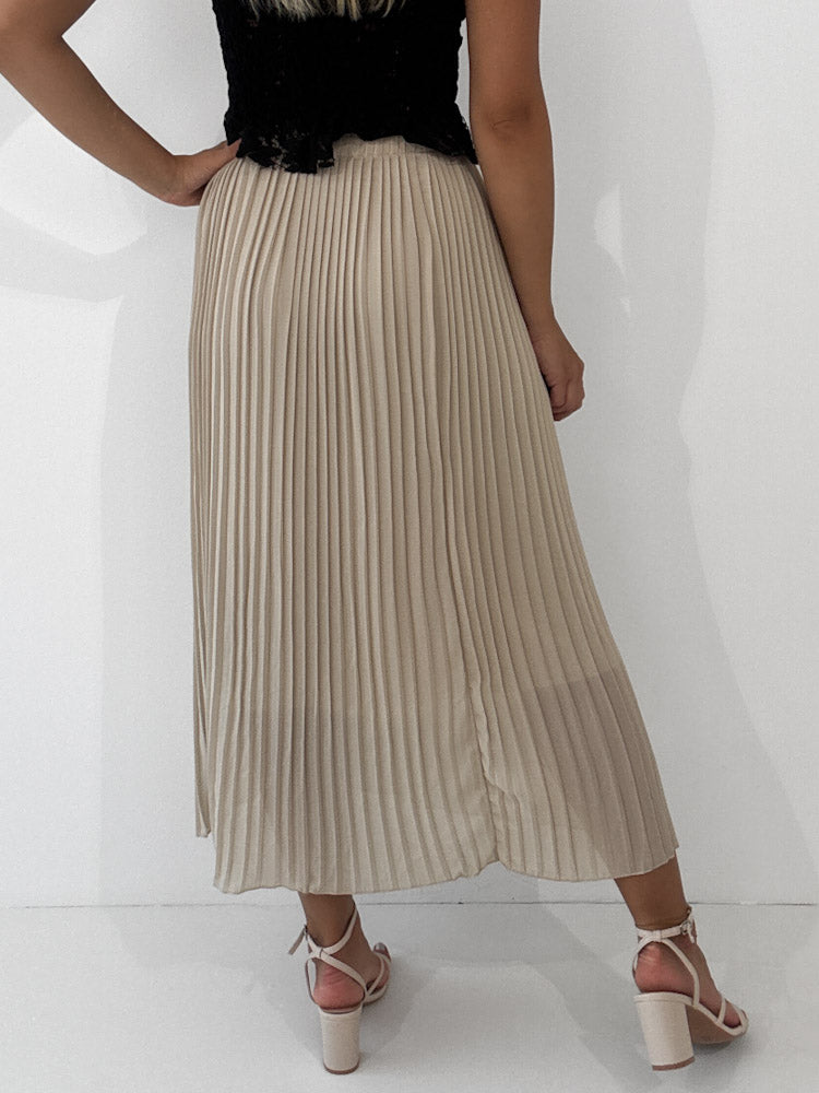 "Skirt" stylischer Plissee Rock - beige