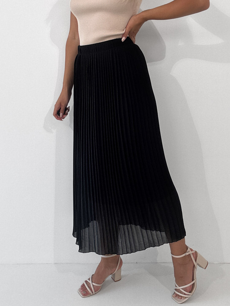 "Skirt" stylischer Plissee Rock - schwarz