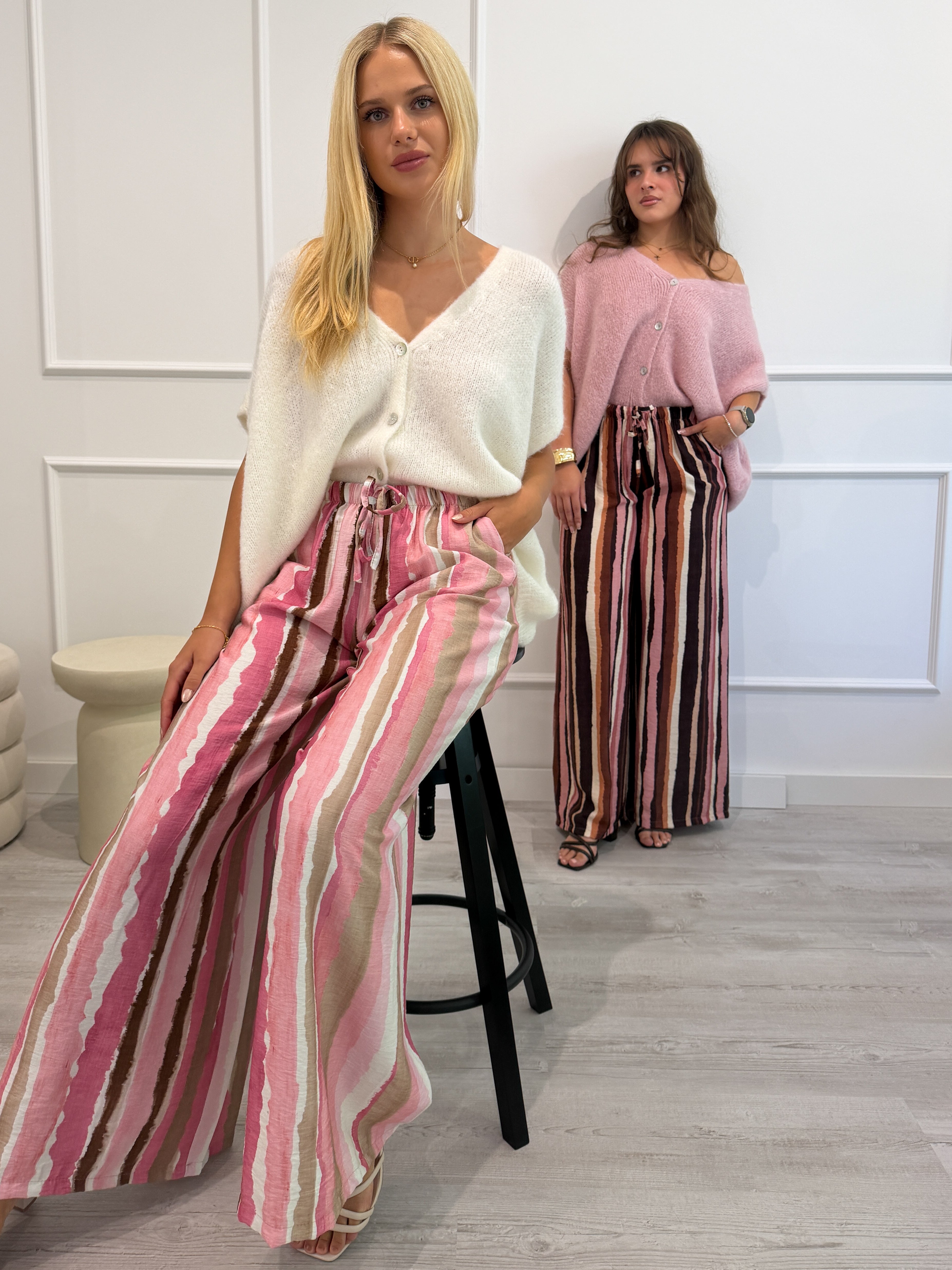 "Milano Stripes" weiche Hose aus Viscose - rosa/pink