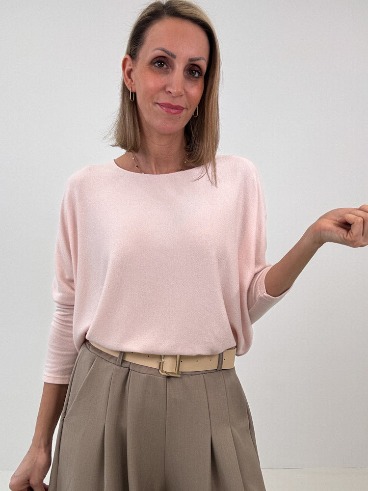 "Soft" weiches Longshirt aus Viscose & Wolle - puderrosa