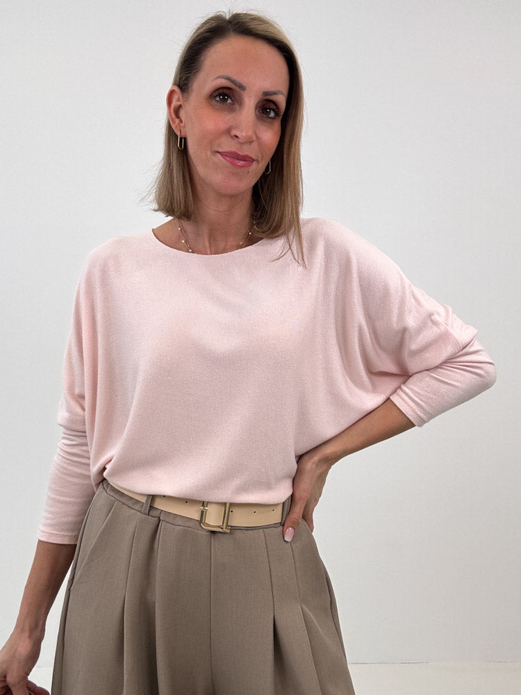"Soft" weiches Longshirt aus Viscose & Wolle - puderrosa