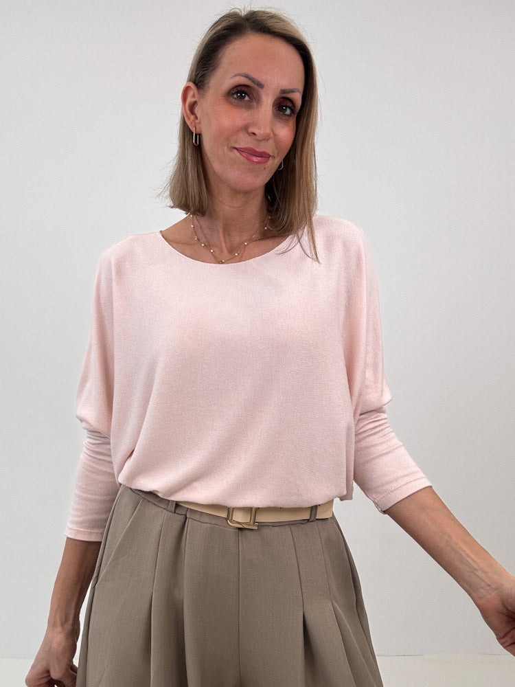 "Soft" weiches Longshirt aus Viscose & Wolle - puderrosa