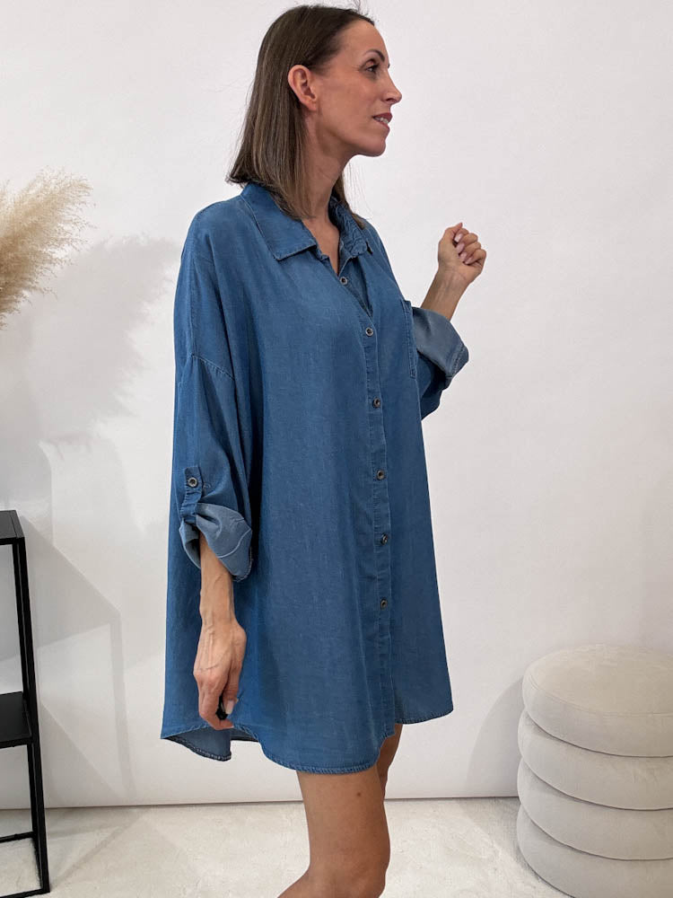 "Denim Shirt" Jeans Stoffhemd - dark blue