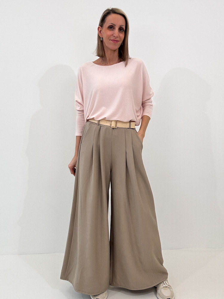 "Palazzo" weite angenehme Hose - mocca