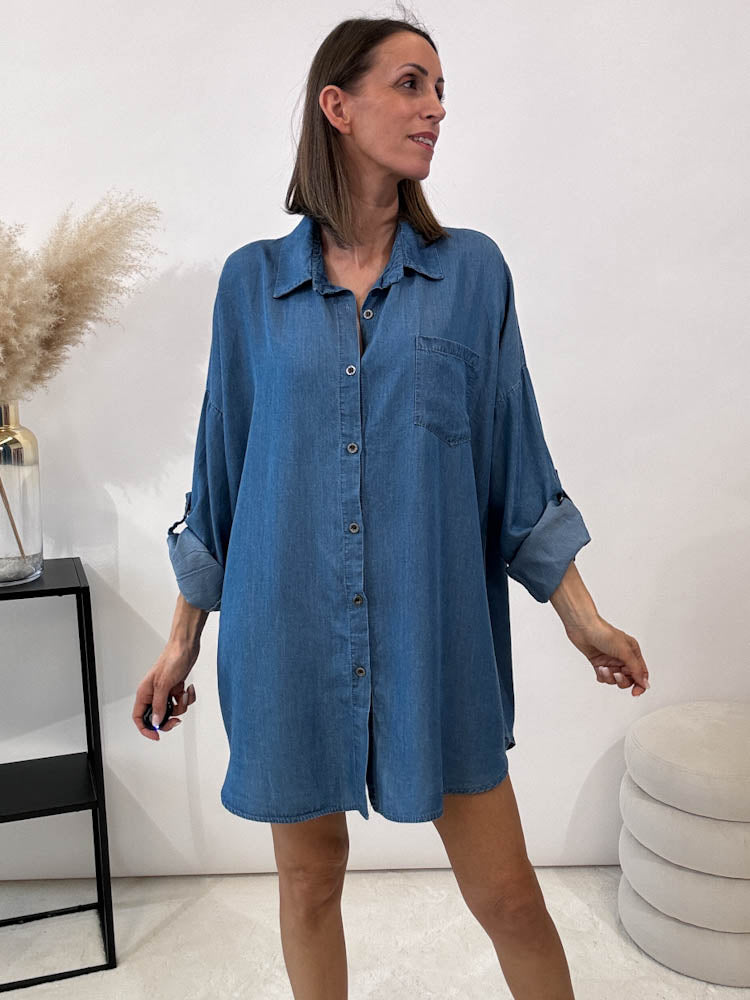 "Denim Shirt" Jeans Stoffhemd - dark blue