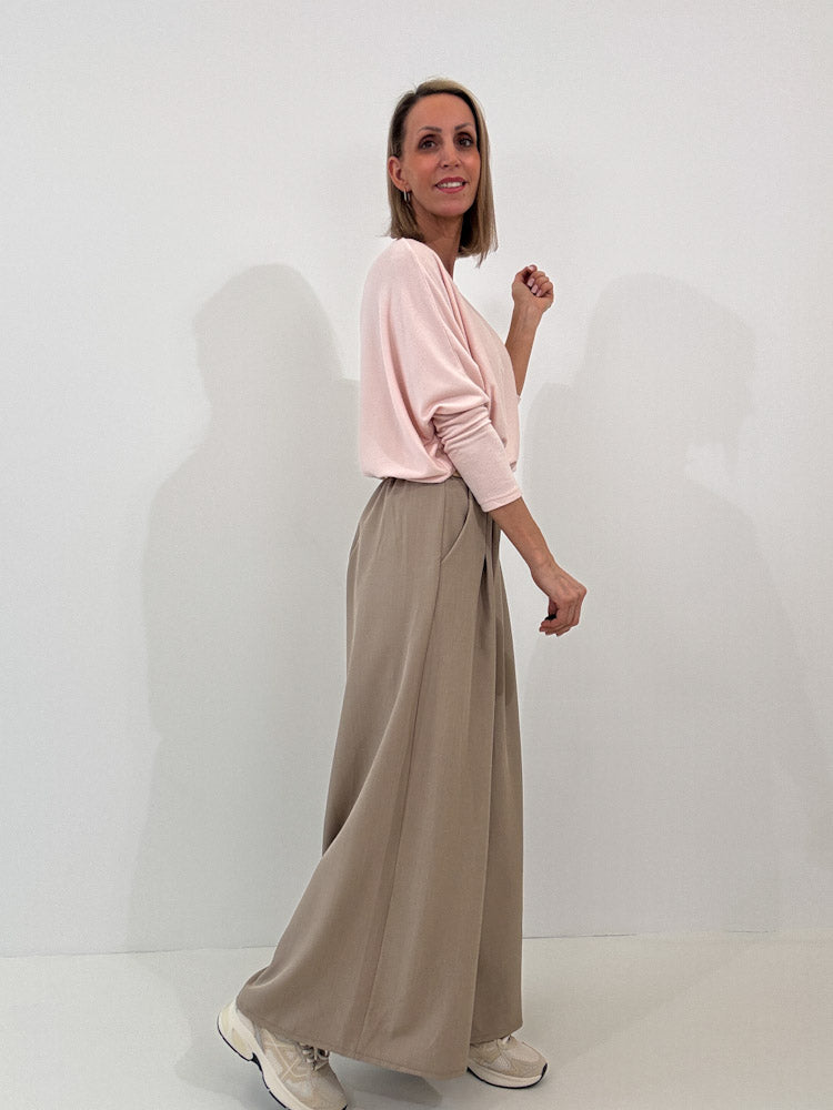 "Palazzo" weite angenehme Hose - mocca