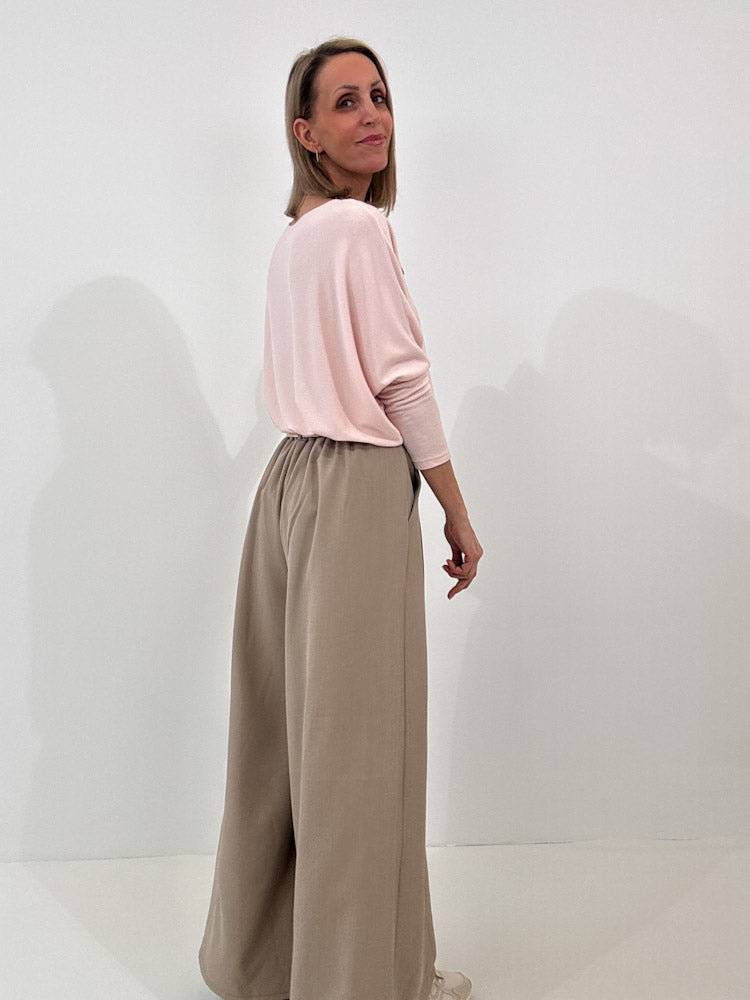 "Palazzo" weite angenehme Hose - mocca