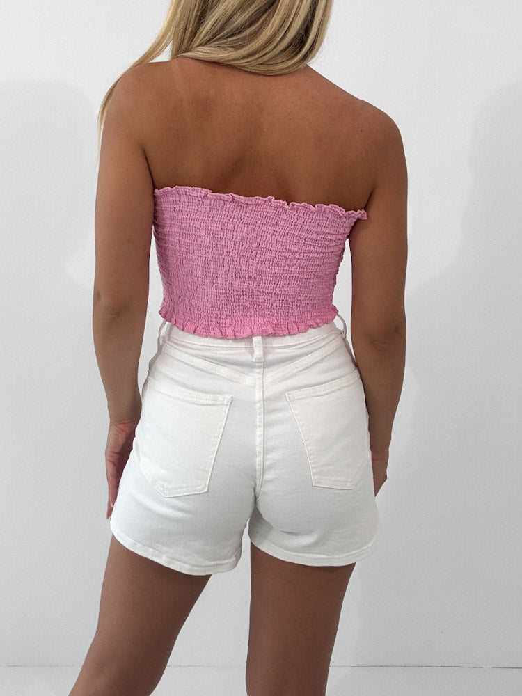 "Bari" Tube Top aus Baumwolle - candy rosa