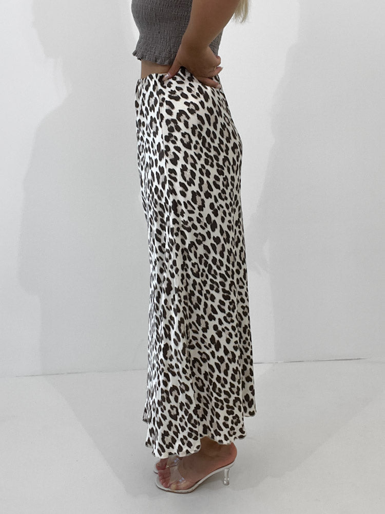 "Silky Leo Maxi" Rock aus Viskose - creme/mocca