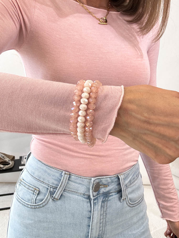,,Cristallo"- Kristall-Armbänder - rose/creme