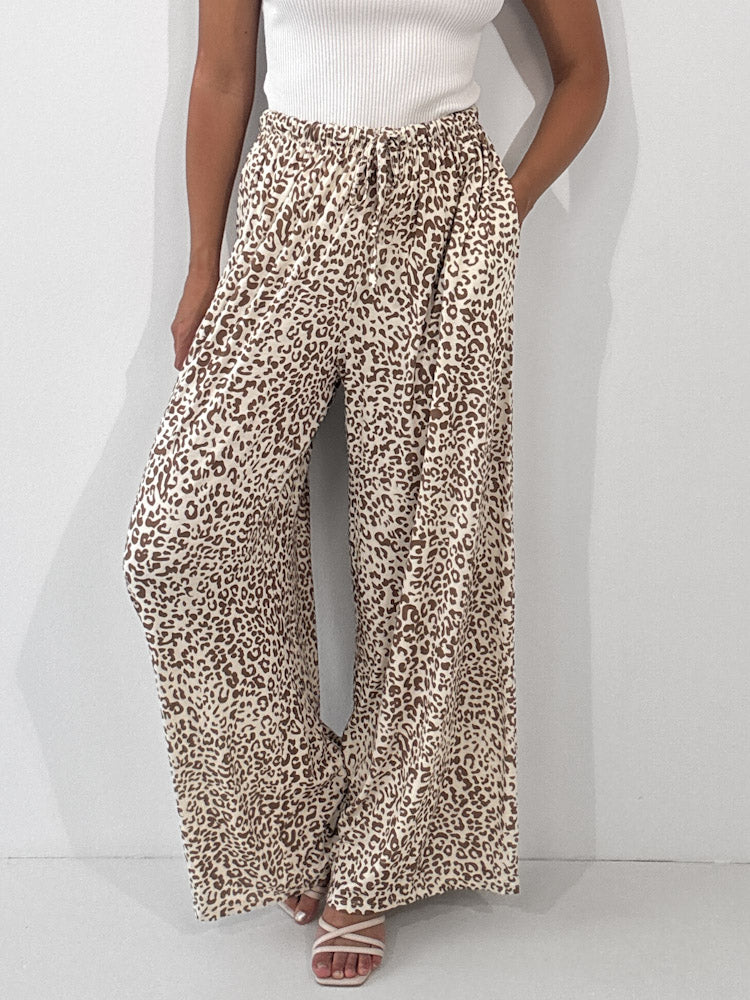 "Pienza Leo" weiche Hose aus Viscose - beige/mocca